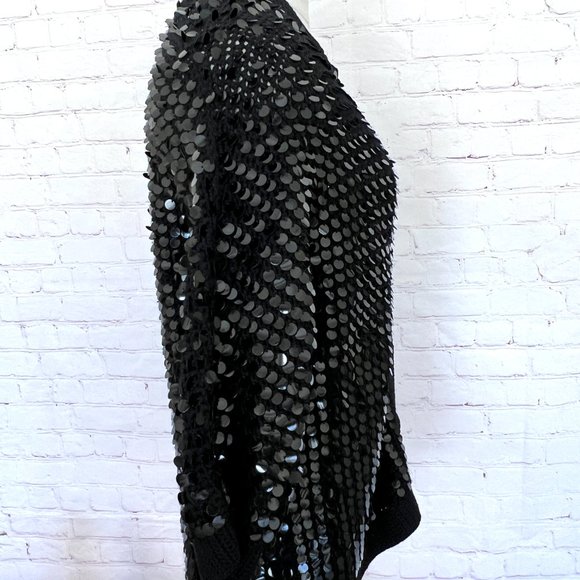 60's Black Sequin Cardigan/Sweater - Forecast Shops - Wool - Size Medium - Picture 9 of 11
